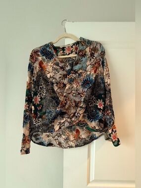 RACHEL Rachel Roy Multicolor Floral V-Neck Blouse